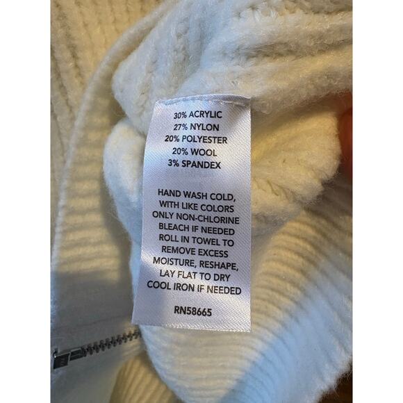 NWT Open Edit Oversize Rib Zip Sweater in Ivory Dove Cream Medium - Picture 6 of 6